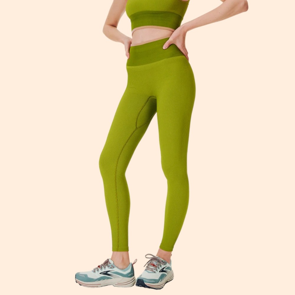 Outdoor Voices SeamlessRib Green Apple 7/8 Leggings